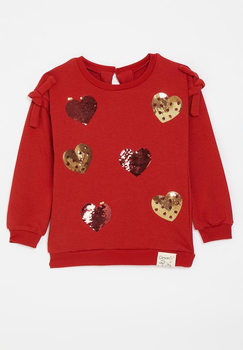 Pop Candy - Glitter sequinned sweatshirt - red/hearts