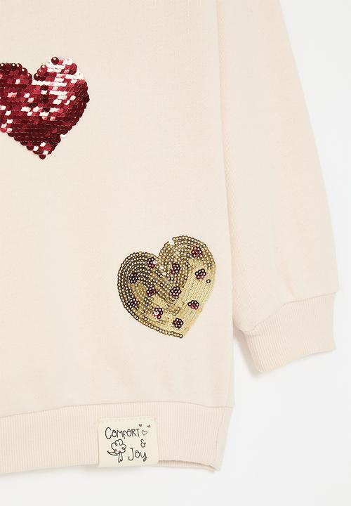 Pop Candy - Glitter sequinned sweatshirt - mother of pearl/hearts