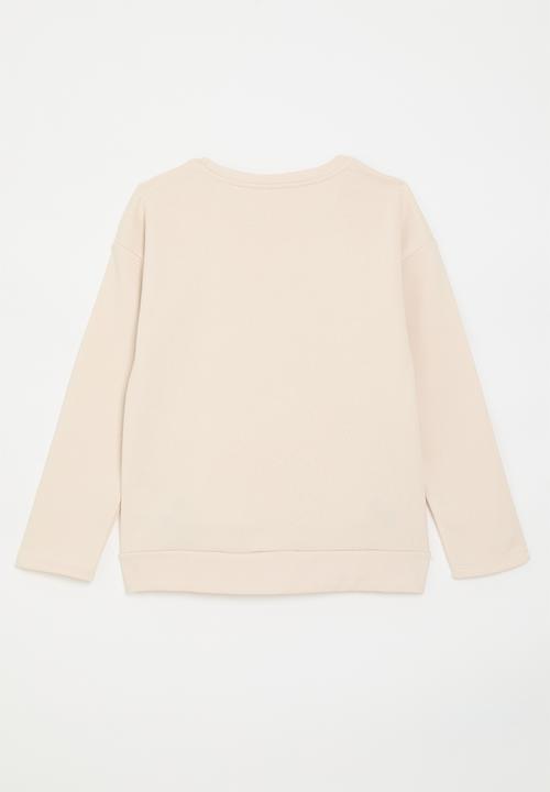 Pop Candy - Metallic rib bow detail sweater - seashell