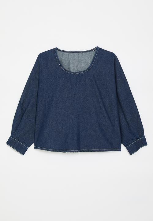 Pop Candy - Denim crew top - blue