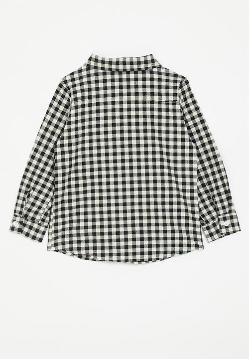 Pop Candy - Smiley face embroidered shirt - black gingham