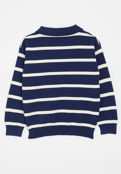 Pop Candy - Collared jersey - blue/white