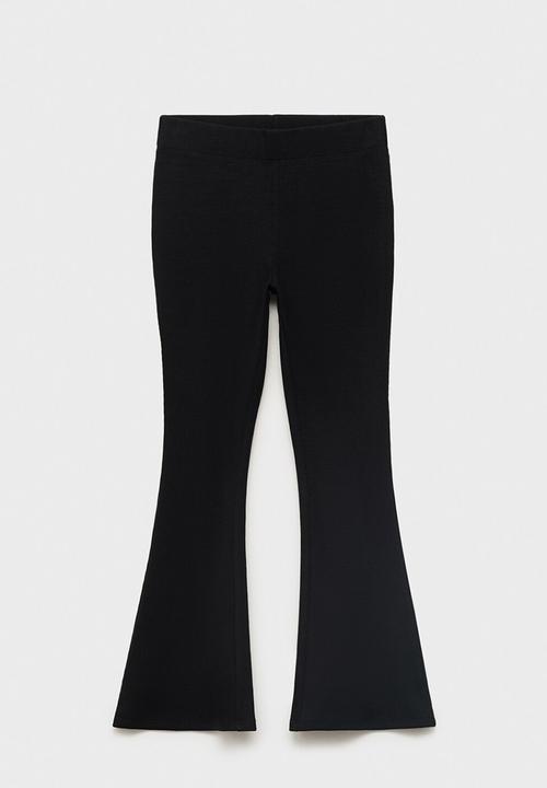 MANGO - Leggings rib flare - black