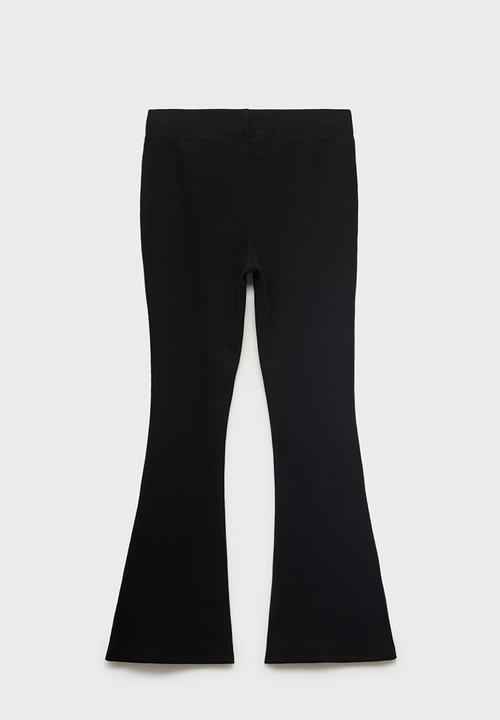MANGO - Leggings rib flare - black