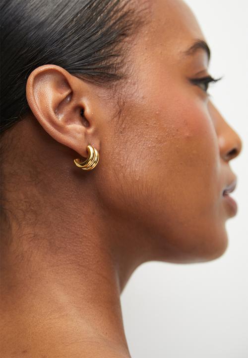 Zoe on Trend - Double-Barrel Hoop Earrings - Gold