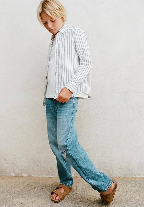 MANGO - Jeans dad - open blue