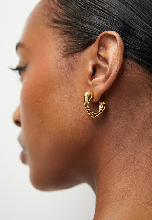 Zoe on Trend - Modern Designer Shape Hoop Earrings - Gold