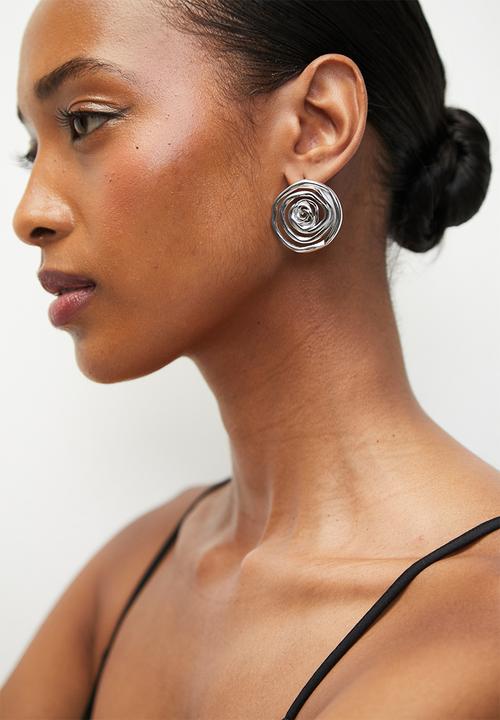Tessa Design - Jayden spiral studded earrings - silver