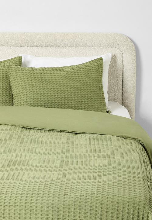 Sixth Floor - Cotton Waffle Duvet Cover Set - Sage