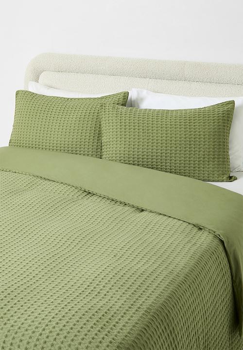 Sixth Floor - Cotton Waffle Duvet Cover Set - Sage