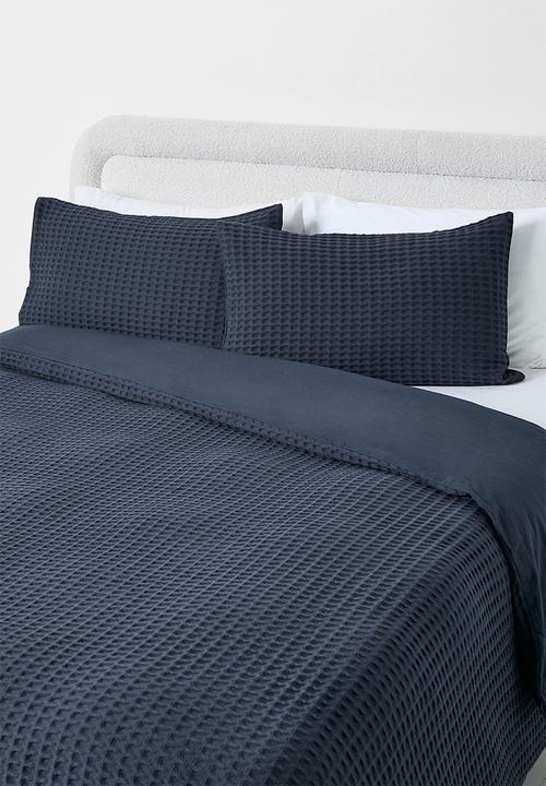 Sixth Floor - Cotton Waffle Duvet Cover Set - Navy