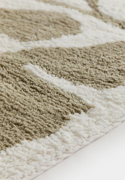 H&M - Tufted cotton bath mat - khaki green/white 