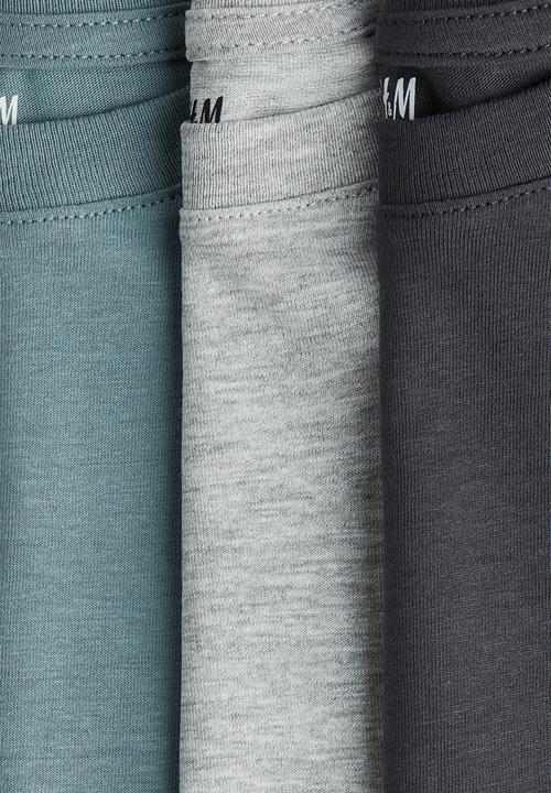 H&M - 3-pack t-shirts -  turquoise/grey marl 