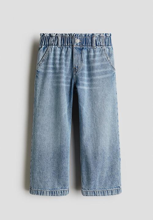 H&M - Wide leg paper bag jeans - denim blue