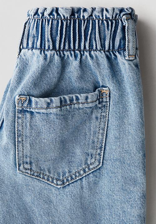 H&M - Wide leg paper bag jeans - denim blue