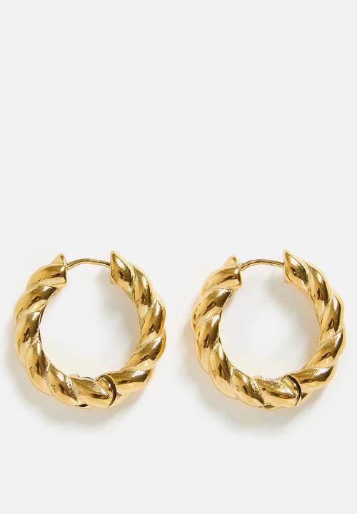 Zoe on Trend - Modern Twisted Hoop Earrings - Gold