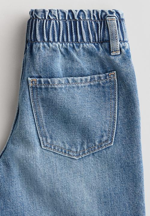 H&M - Wide leg paper bag jeans - denim blue