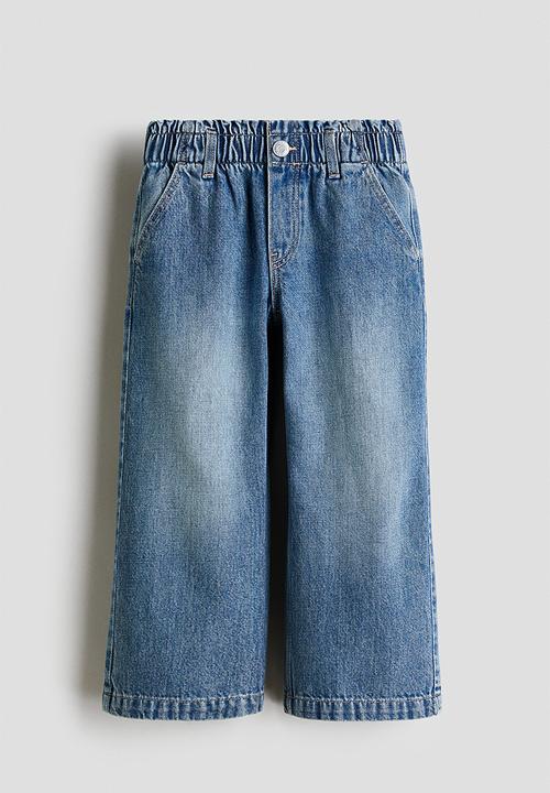H&M - Wide leg paper bag jeans - denim blue