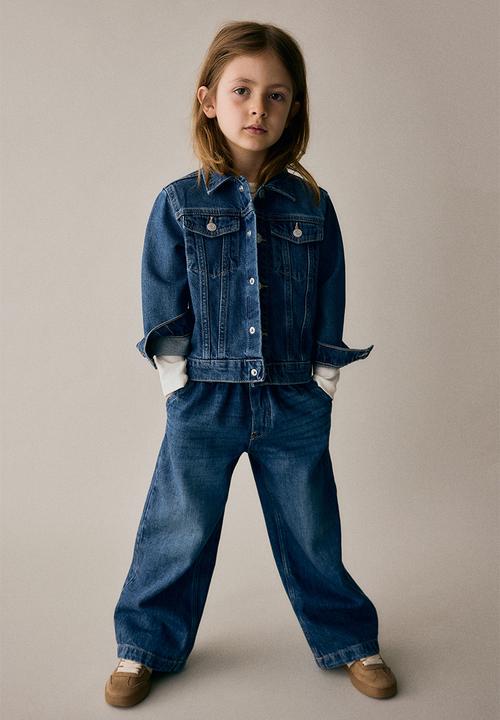 H&M - Wide leg paper bag jeans - denim blue