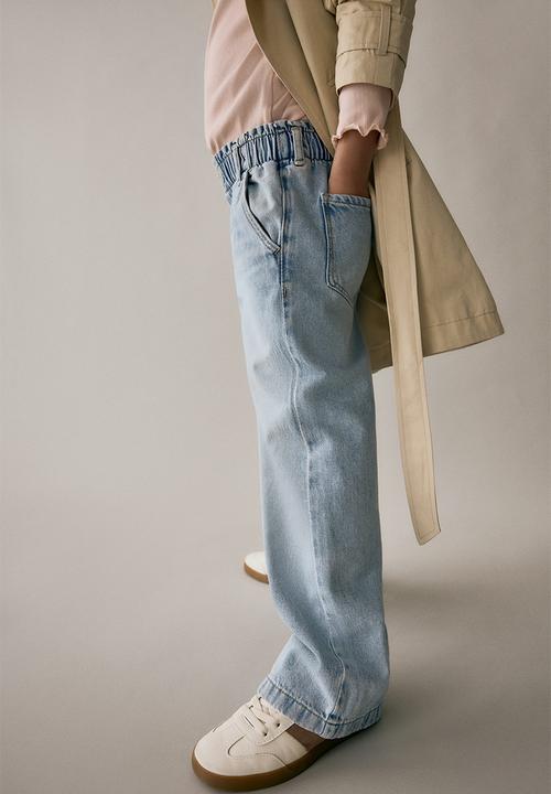 H&M - Wide leg paper bag jeans - light denim blue