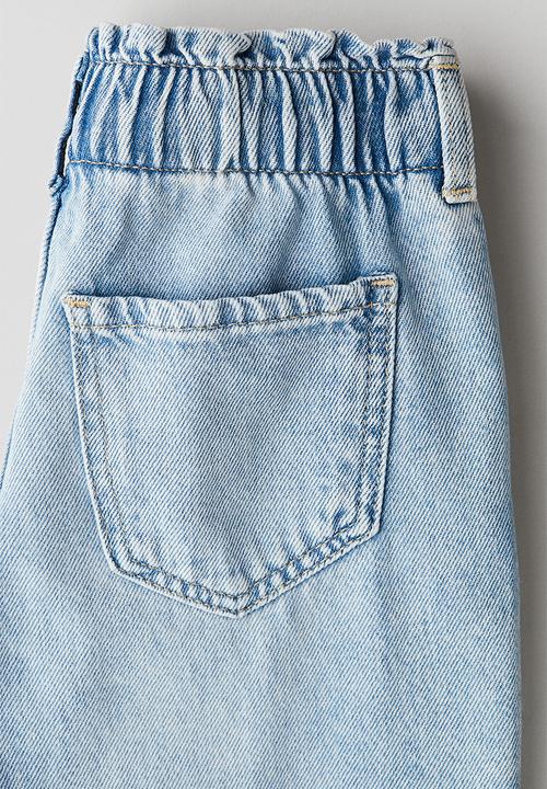 H&M - Wide leg paper bag jeans - light denim blue