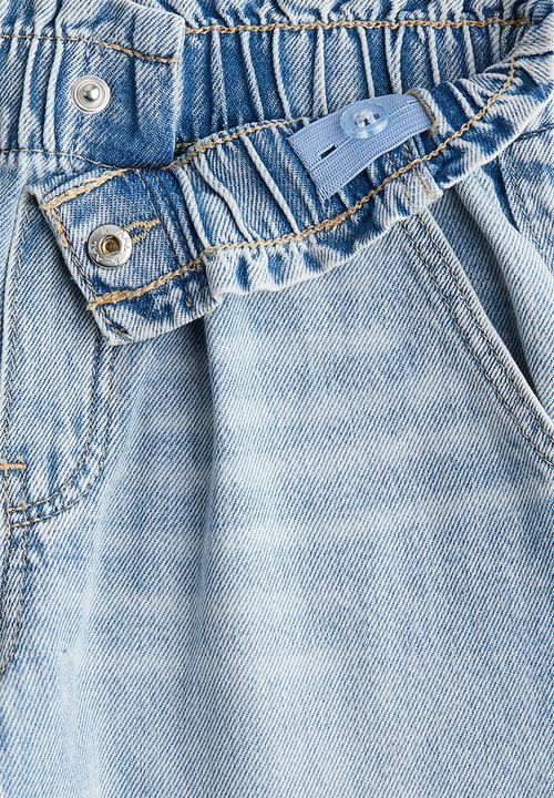 H&M - Wide leg paper bag jeans - light denim blue