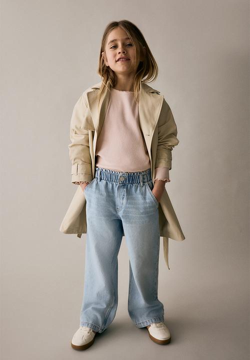 H&M - Wide leg paper bag jeans - light denim blue
