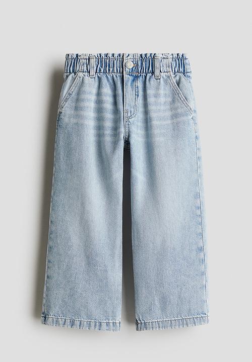 H&M - Wide leg paper bag jeans - light denim blue