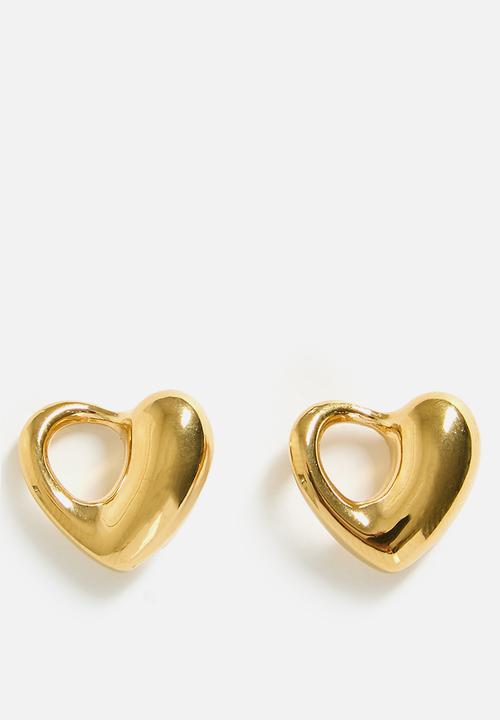 Zoe on Trend - Modern Heart Design Earrings - Gold