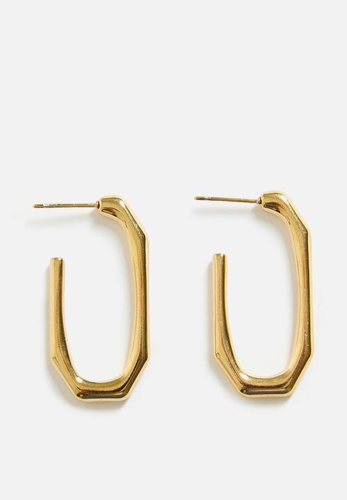 Zoe on Trend - Modern Trend Hoop Earrings - Gold