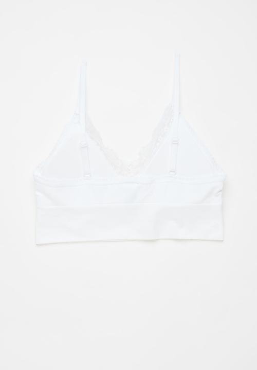 Cotton On - Seamless Longline Lace Trim Bralette 2Pk - Black/White