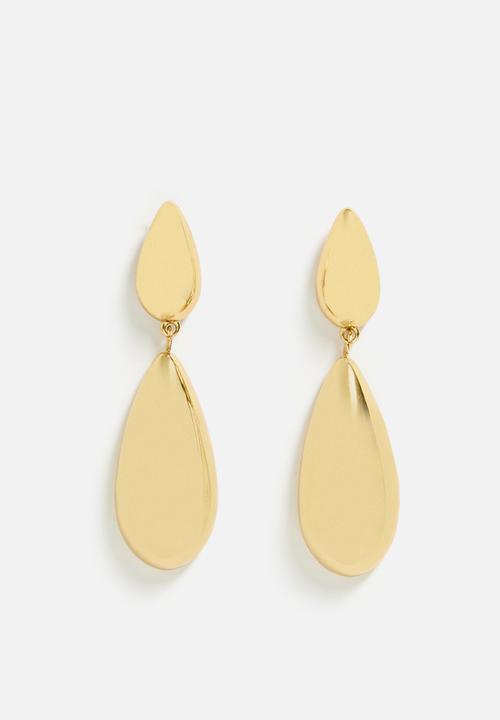 Zoe on Trend - Elegant Double Teardrop Earrings - Gold