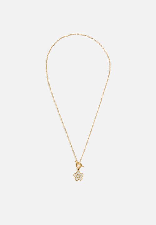 Zoe on Trend - Stylish Clover Fob Necklace - Gold