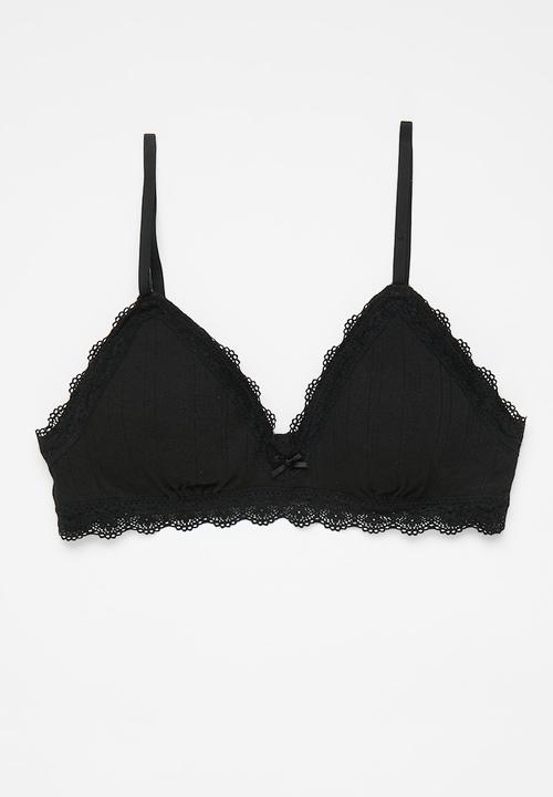 Cotton On - Organic Cotton Lace Triangle Padded Bralette 2Pk - Black/Butterscotchmarle