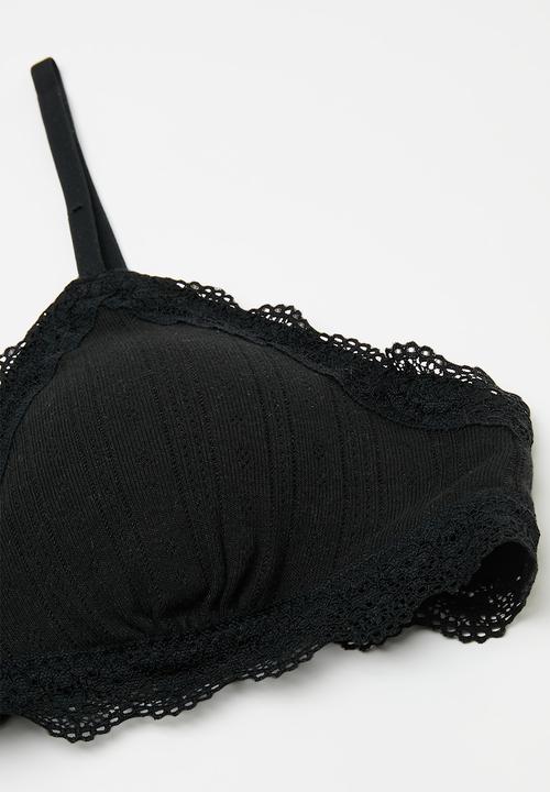 Cotton On - Organic Cotton Lace Triangle Padded Bralette 2Pk - Black/Butterscotchmarle