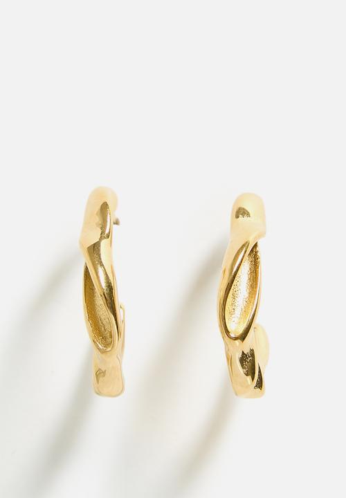 Zoe on Trend - Organic Twisted Hoop Earrings - Gold