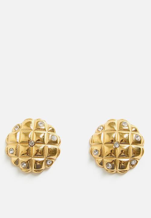 Zoe on Trend - Funky Pineapple Style Earrings - Gold