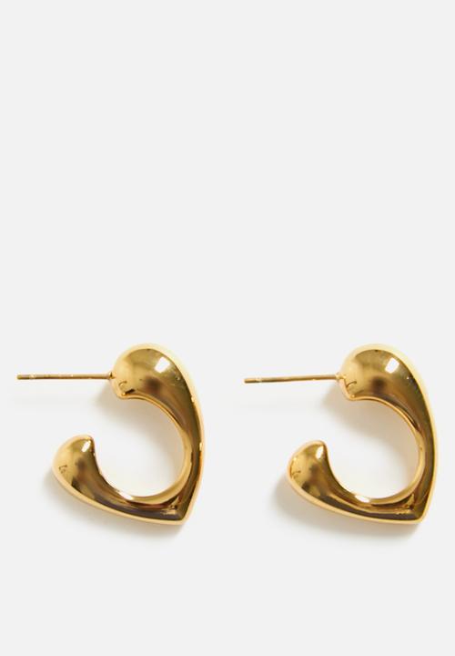 Zoe on Trend - Modern Designer Shape Hoop Earrings - Gold