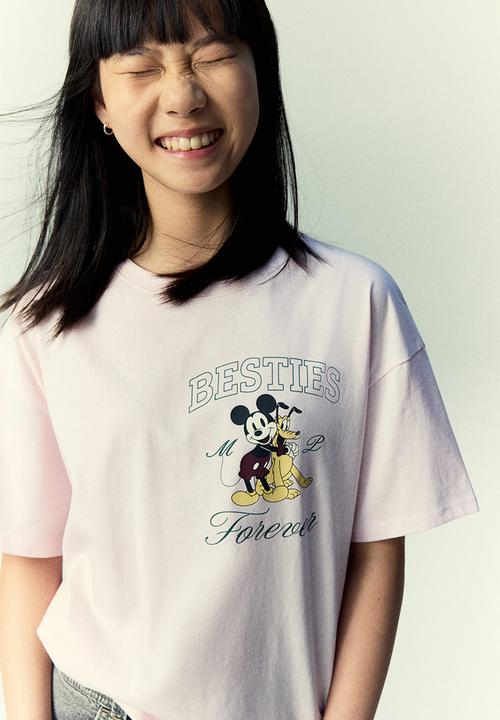 H&M - Printed cotton t-shirt - light pink mickey mouse