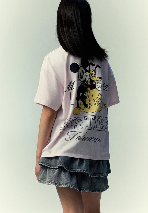 H&M - Printed cotton t-shirt - light pink mickey mouse