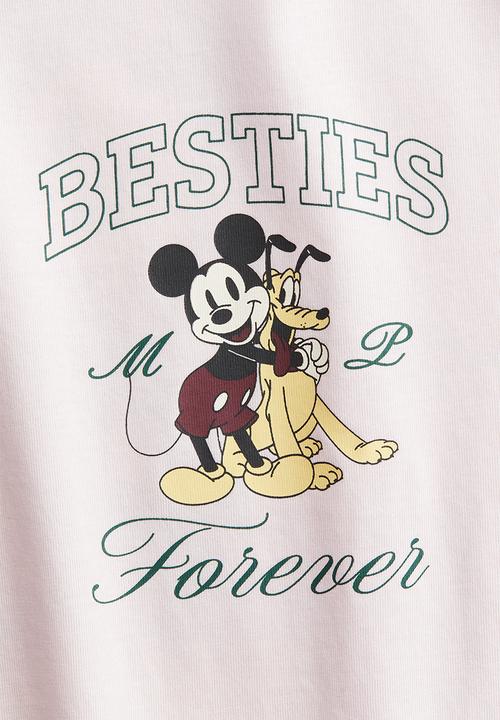 H&M - Printed cotton t-shirt - light pink mickey mouse