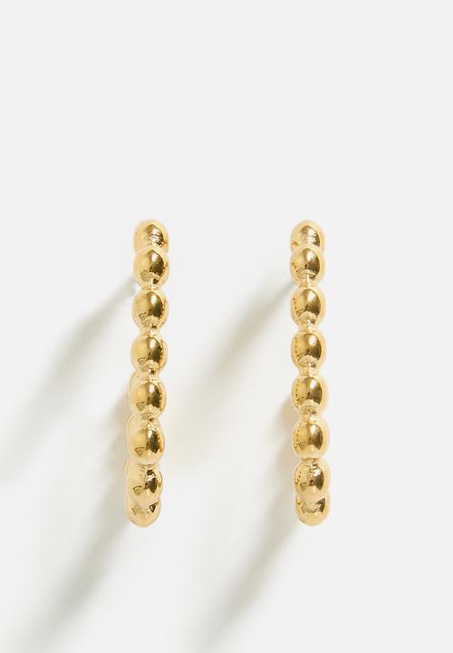 Zoe on Trend - Trend Bead Hoop Earrings - Gold