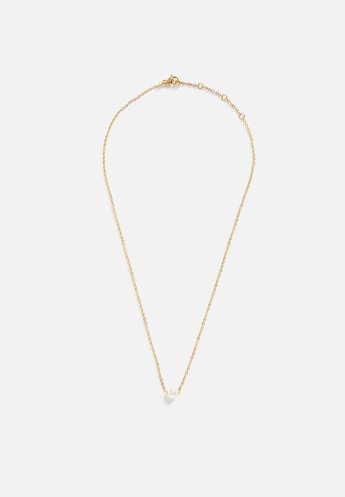 Zoe on Trend - Stylish Pearl Pendant Necklace - Gold