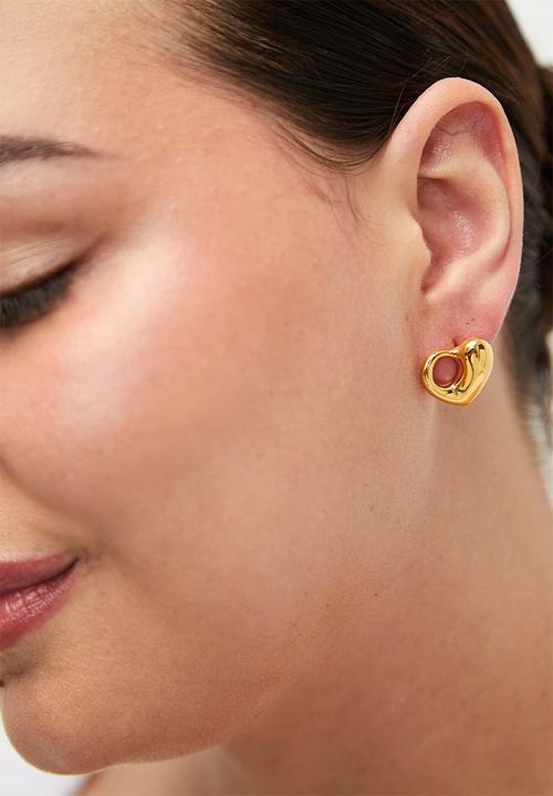Zoe on Trend - Modern Heart Design Earrings - Gold