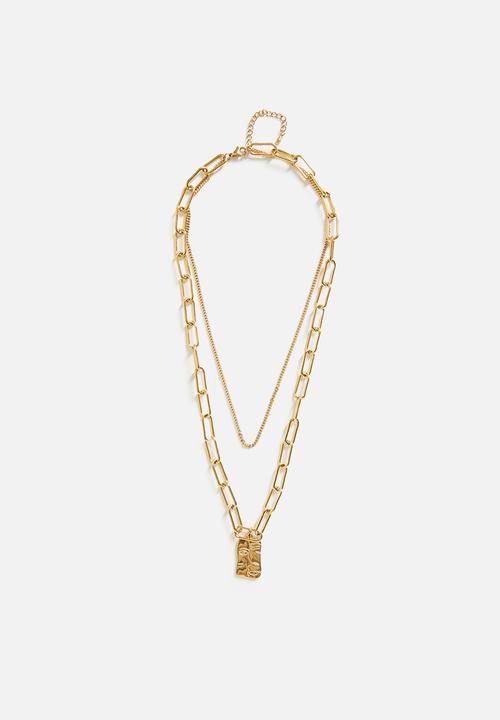 Zoe on Trend - Trendy Double-Link And Disc Necklace - Gold