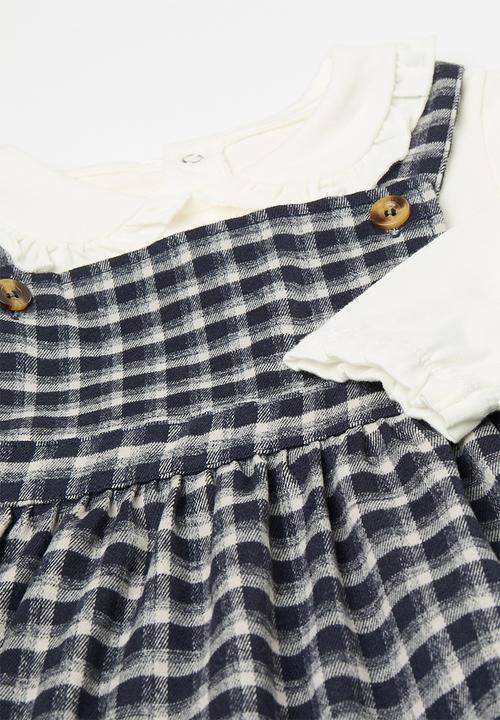 Pop Candy - Pinafore dress and collared tee set - black/white/multi