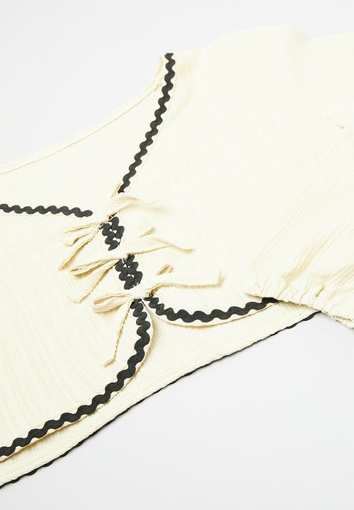 Pop Candy - Tie top & tiered skirt set - cream/black