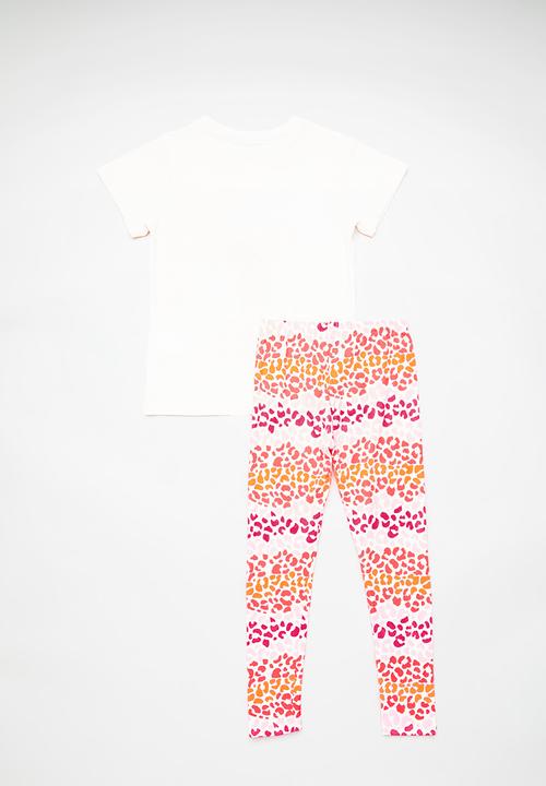 Pop Candy - Graphic tee with printed leggings - white/multi/be brave