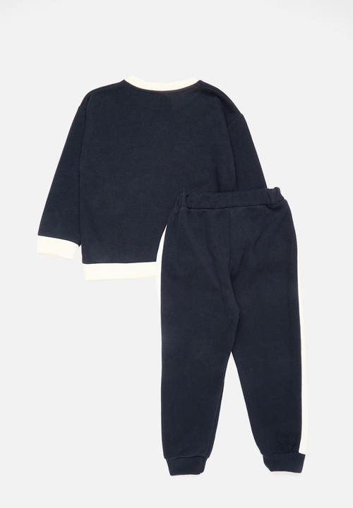 Pop Candy - Henley-style sweater with sweatpants - dark navy/white