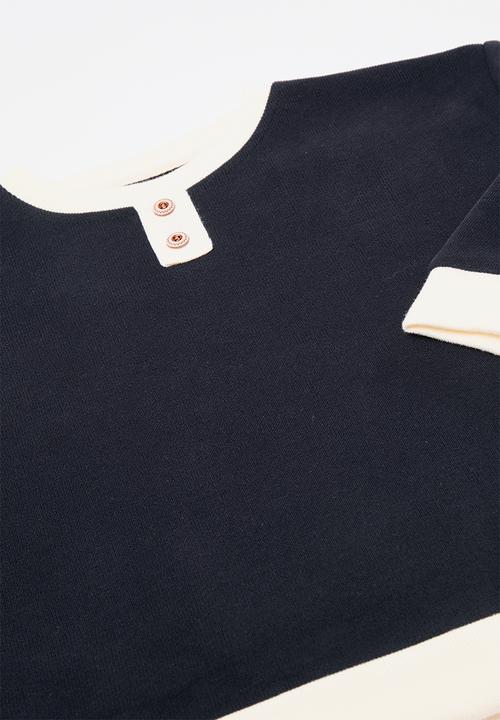 Pop Candy - Henley-style sweater with sweatpants - dark navy/white